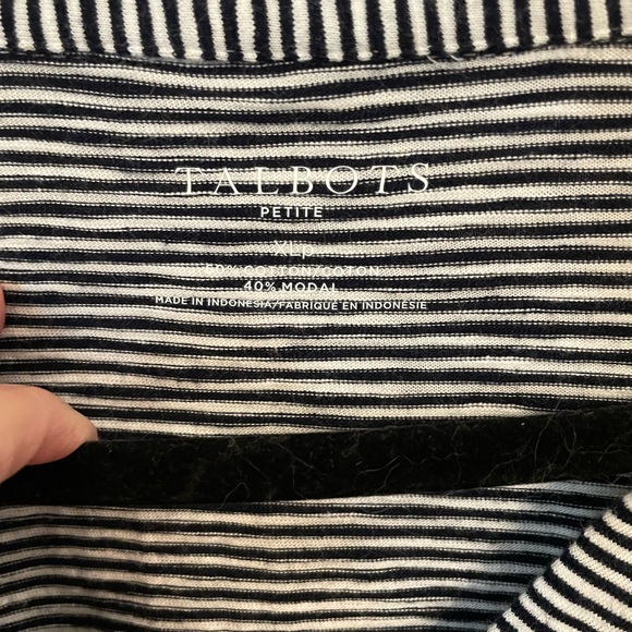Talbots Black and White Striped Button Down Shirt - Picture 3 of 7